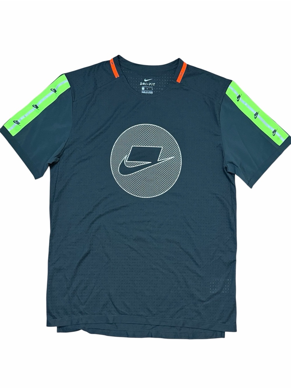 Nike Wild Run Dri-FIT Black Performance Jersey Tee with Neon Green Accents